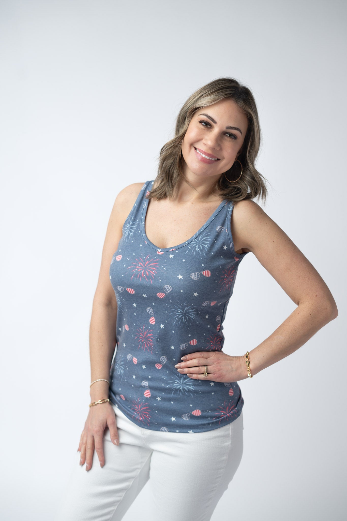 Michelle Mae Kennedy Tank - Aviators and Fireworks
