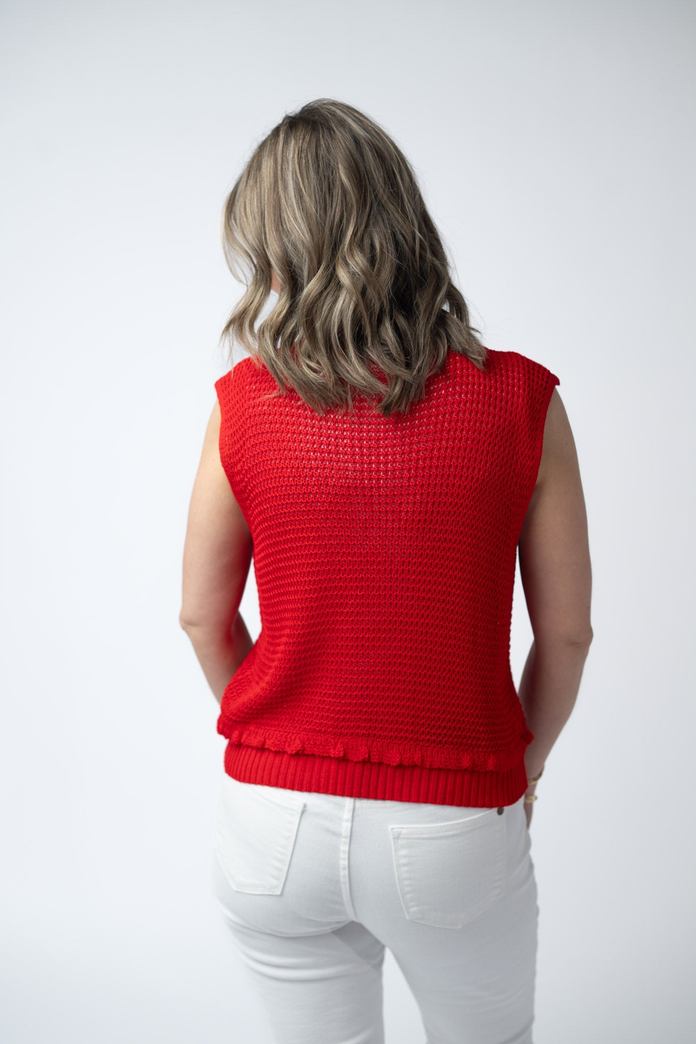 Michelle Mae Amaya Open Knit Top - Red