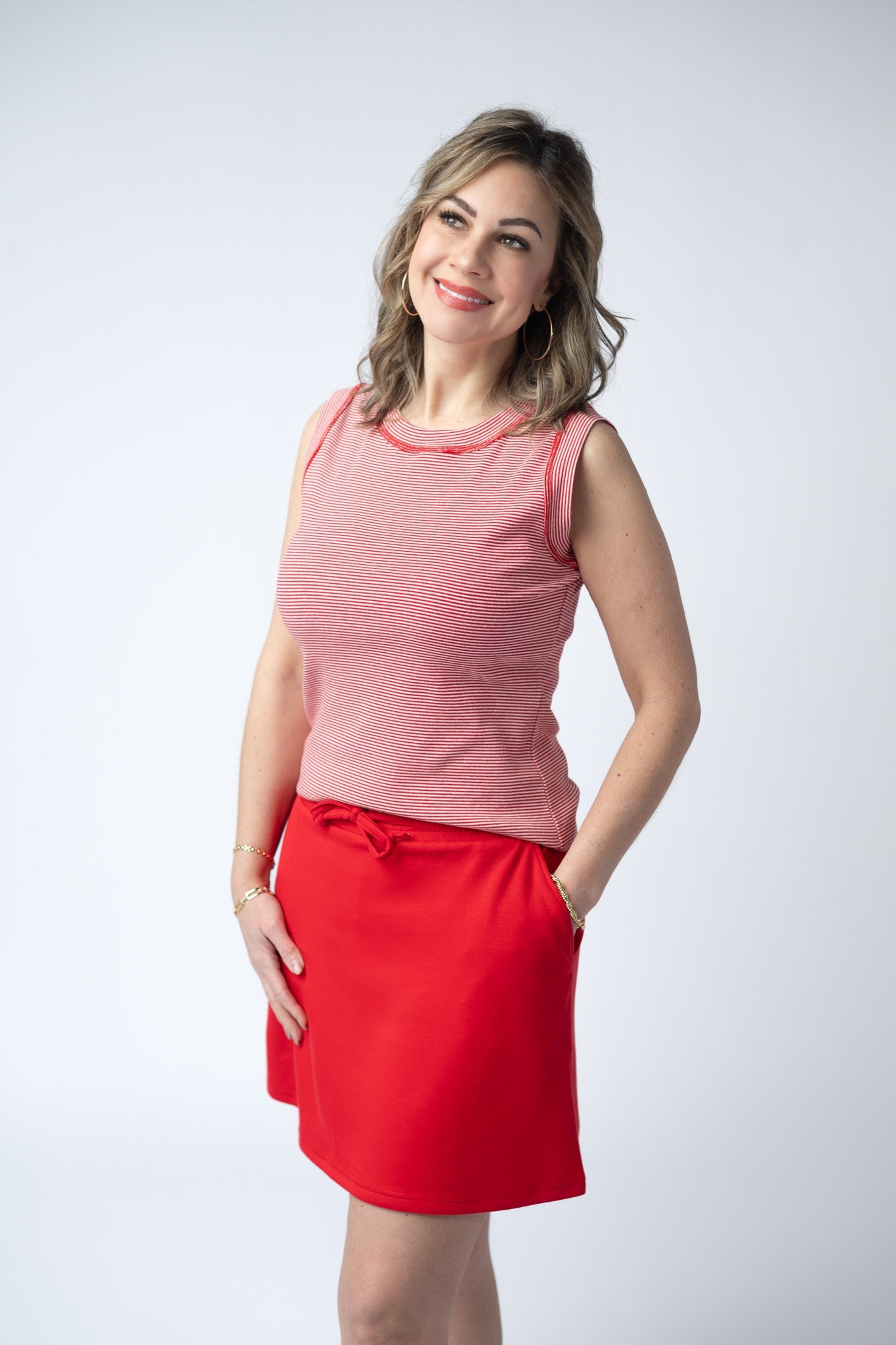 Michelle Mae Serena Luxe Skort - Red