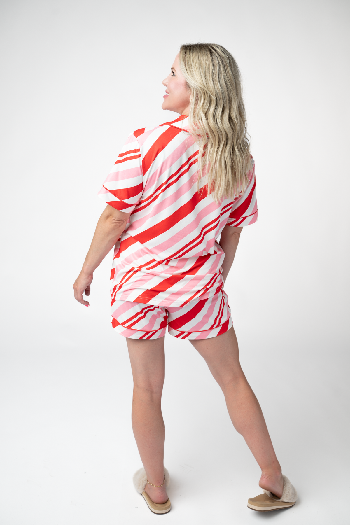 Michelle Mae Brooke Top and Shorts Pajama Set - Candy Cane