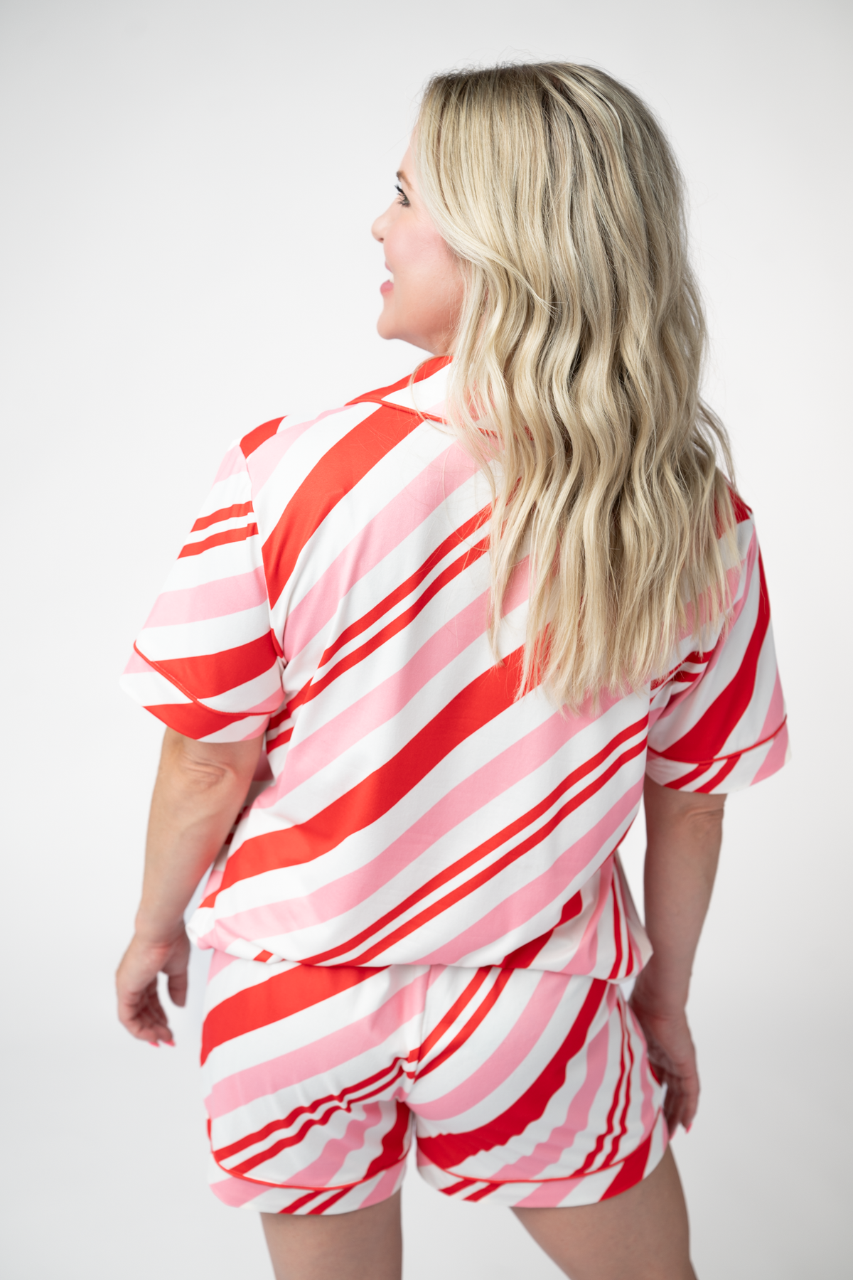 Michelle Mae Brooke Top and Shorts Pajama Set - Candy Cane