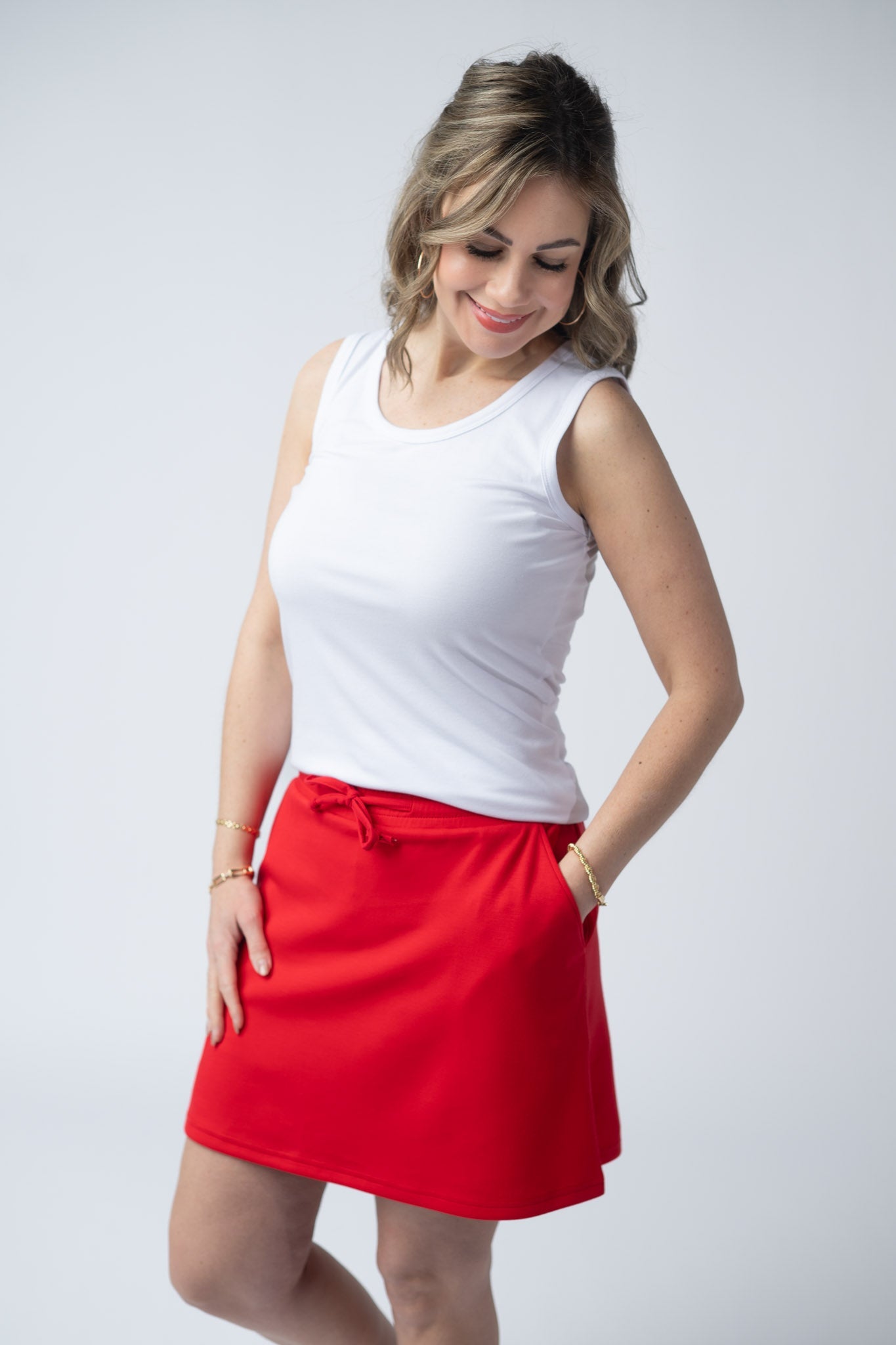 Michelle Mae Serena Luxe Skort - Red