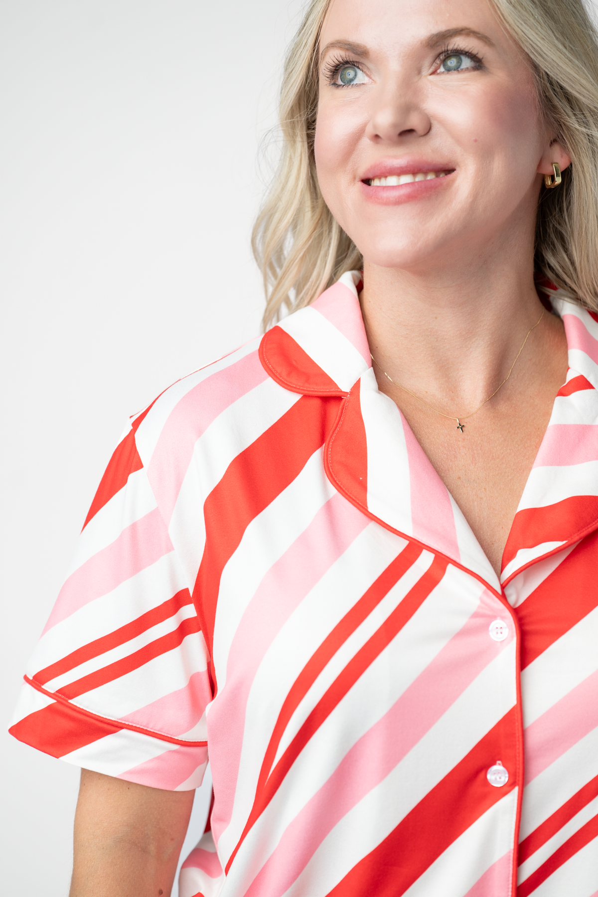 Michelle Mae Brooke Top and Shorts Pajama Set - Candy Cane