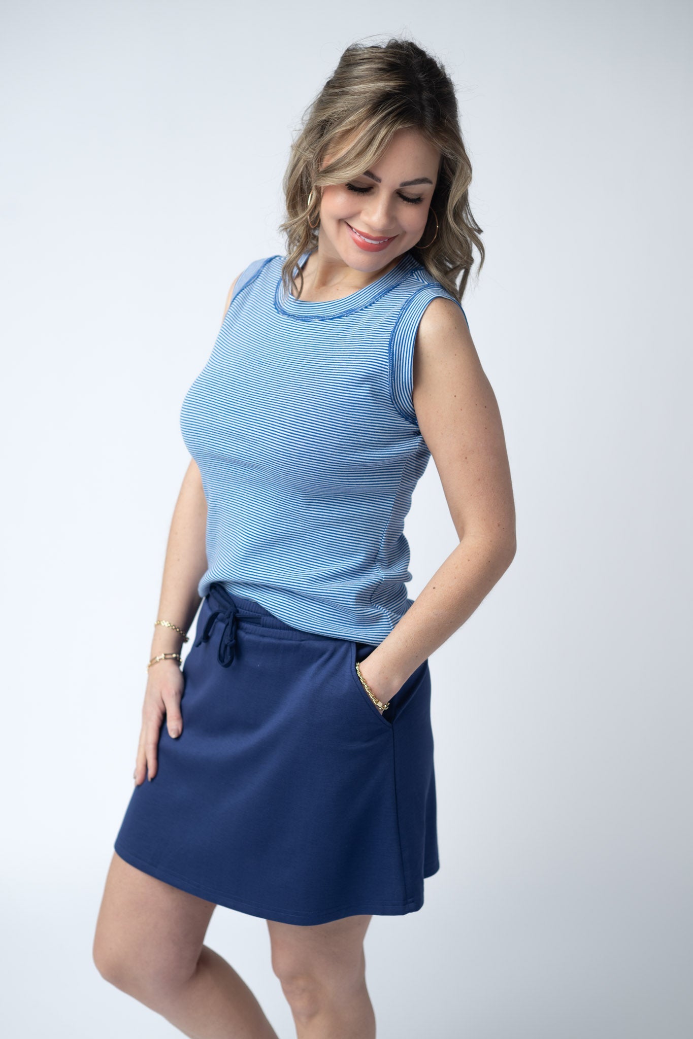 Michelle Mae Serena Luxe Skort - Navy