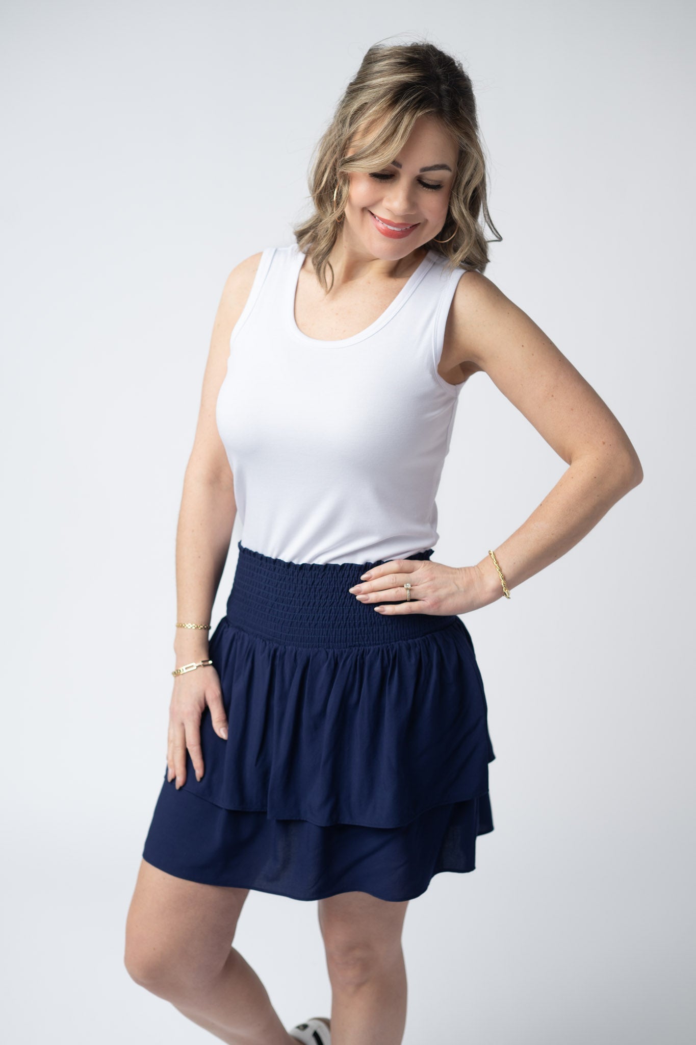 Michelle Mae Roxie Ruffle Skort - Navy