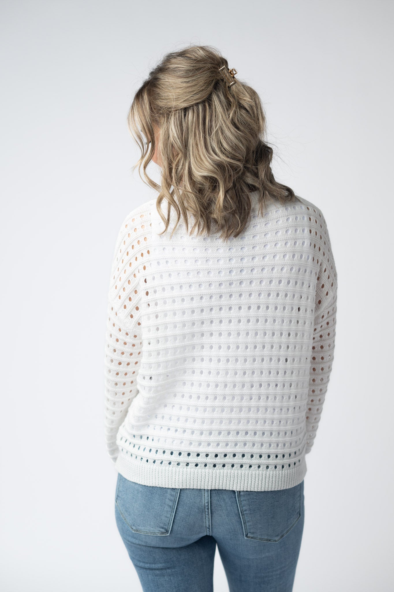 Michelle Mae USA Sequin Flag Open Knit Pullover