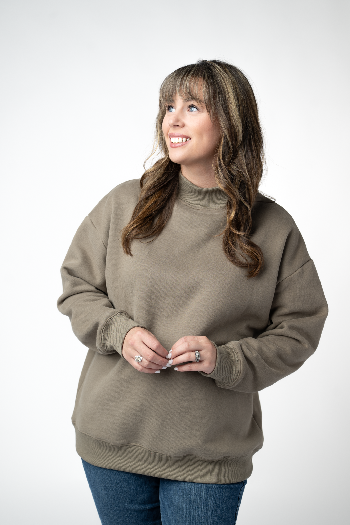 Michelle Mae Marley Mock Neck Sweatshirt - Taupe