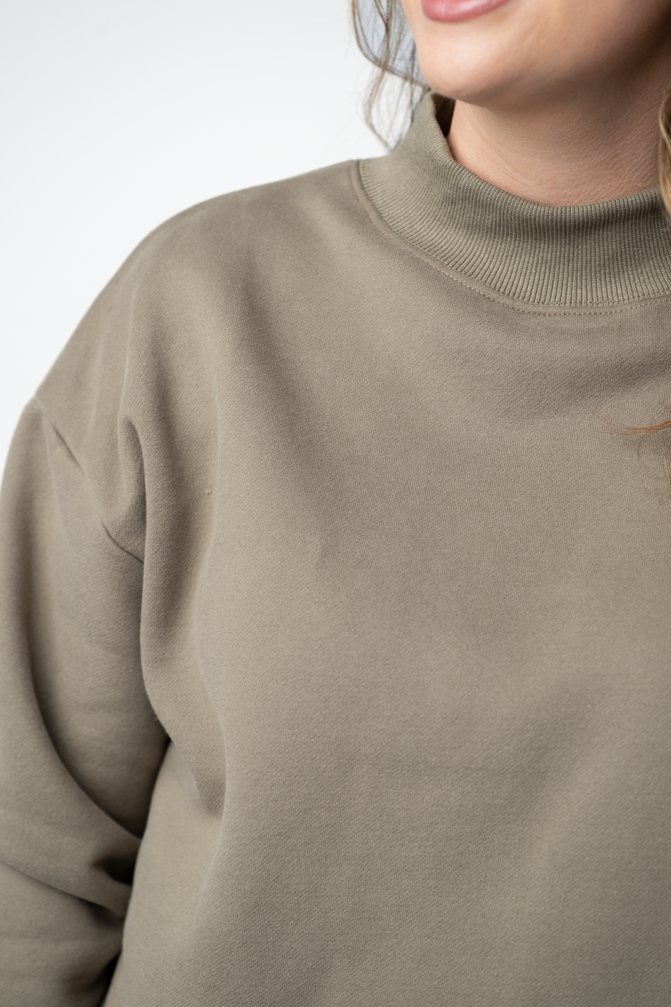 Michelle Mae Marley Mock Neck Sweatshirt - Taupe