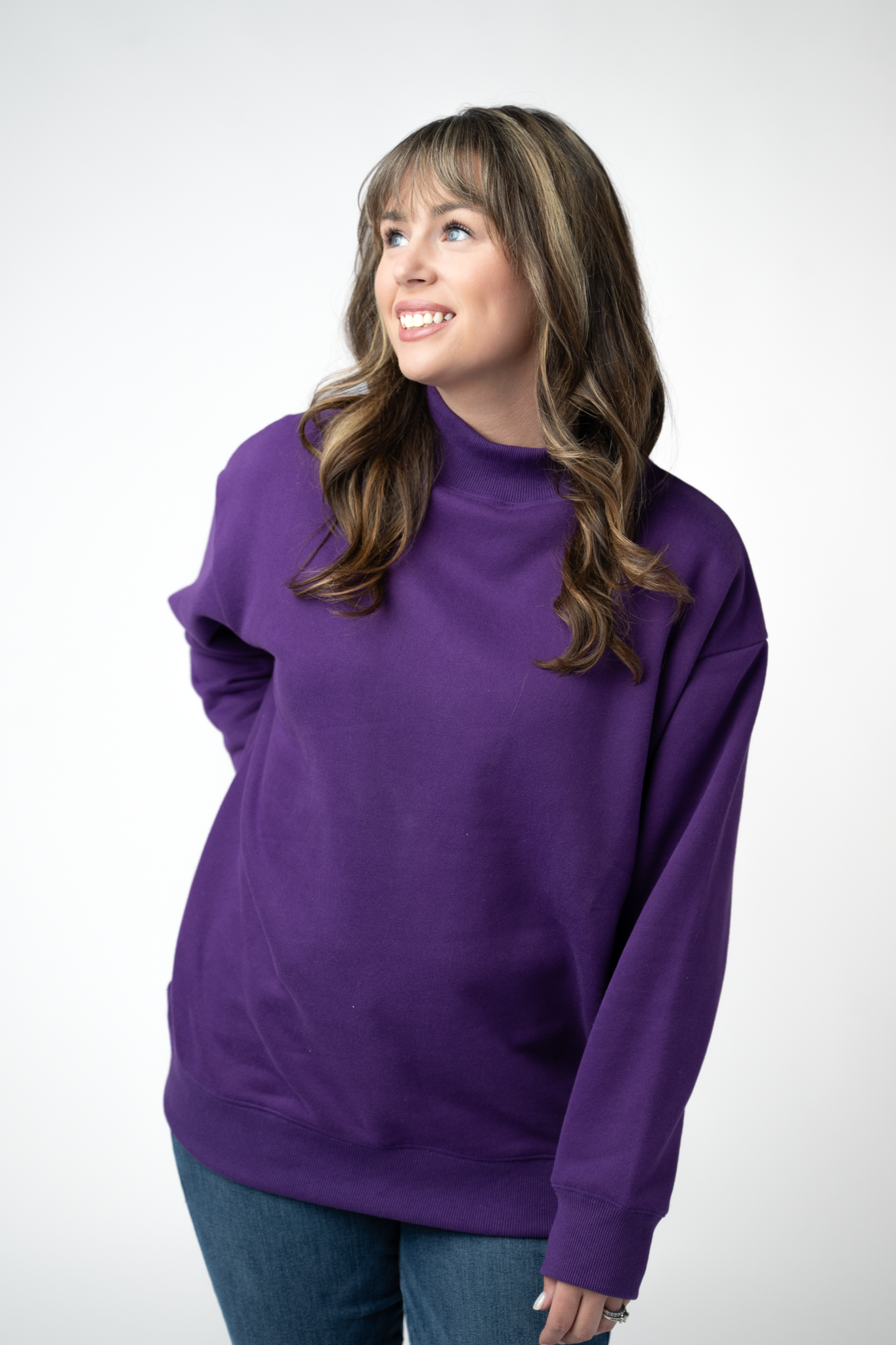 Michelle Mae Marley Mock Neck Sweatshirt - Purple