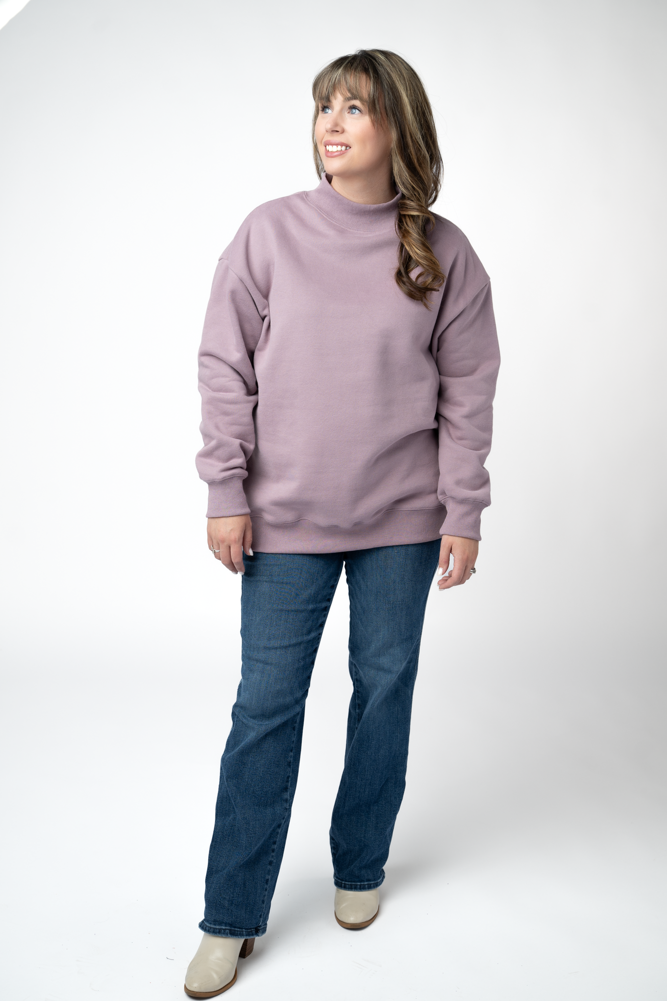 Michelle Mae Marley Mock Neck Sweatshirt - Mauve