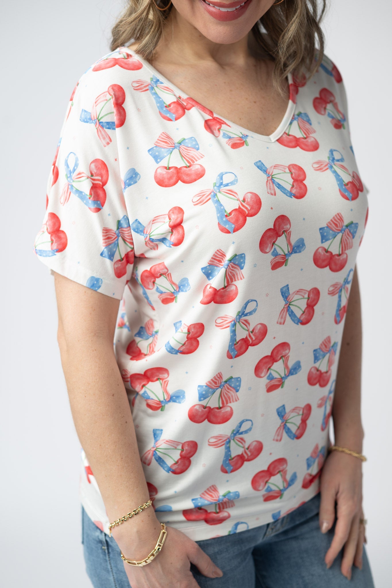 Michelle Mae Chloe Cozy Top - Patriotic Cherries