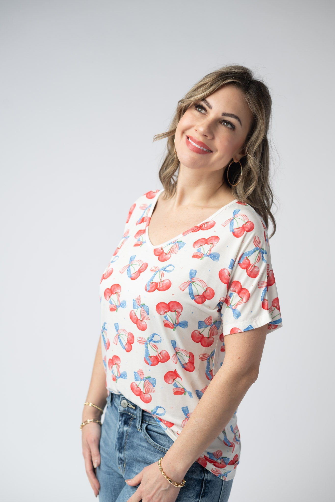 Michelle Mae Chloe Cozy Top - Patriotic Cherries