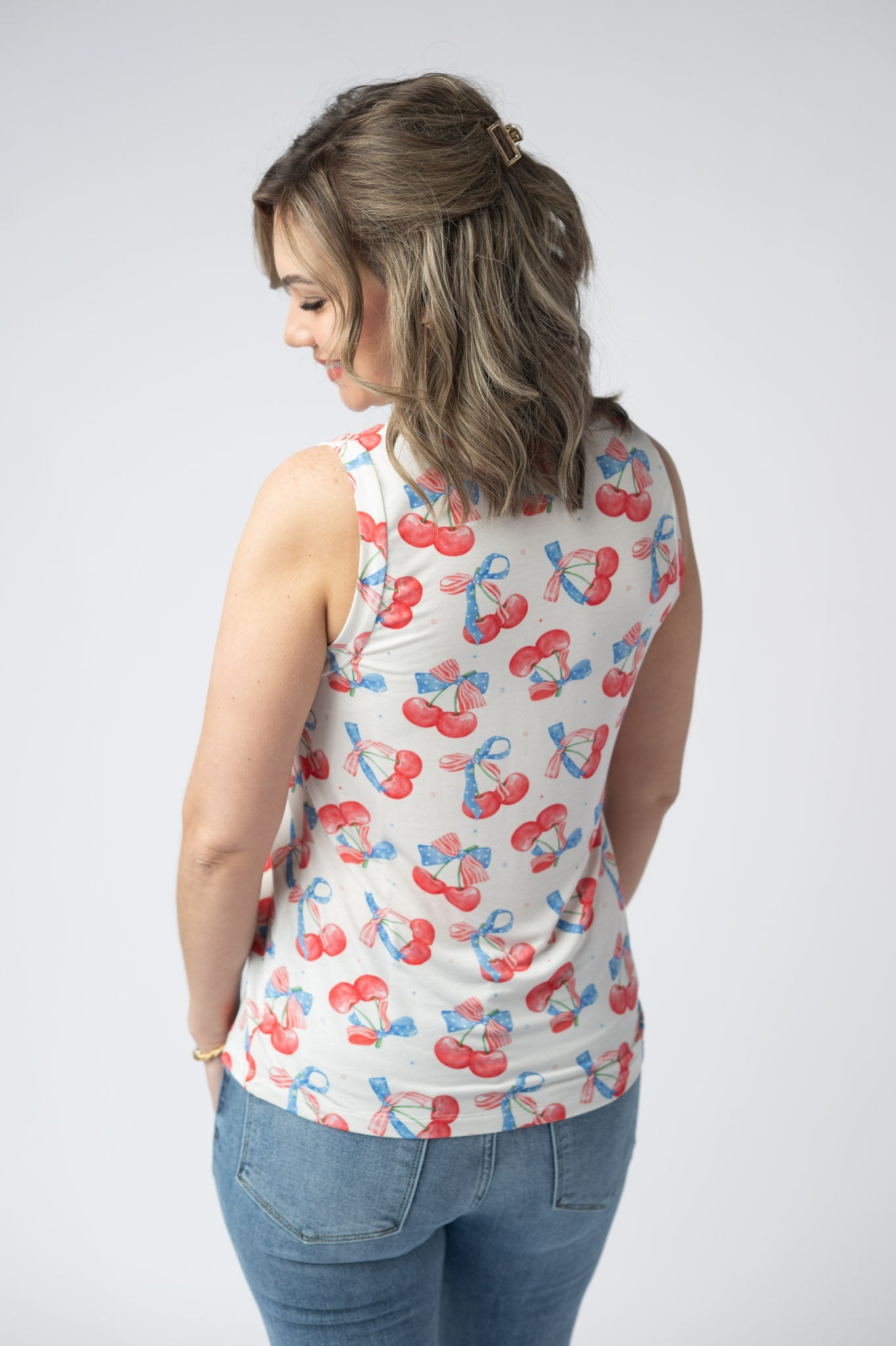 Michelle Mae Noelle Tank - Patriotic Cherries