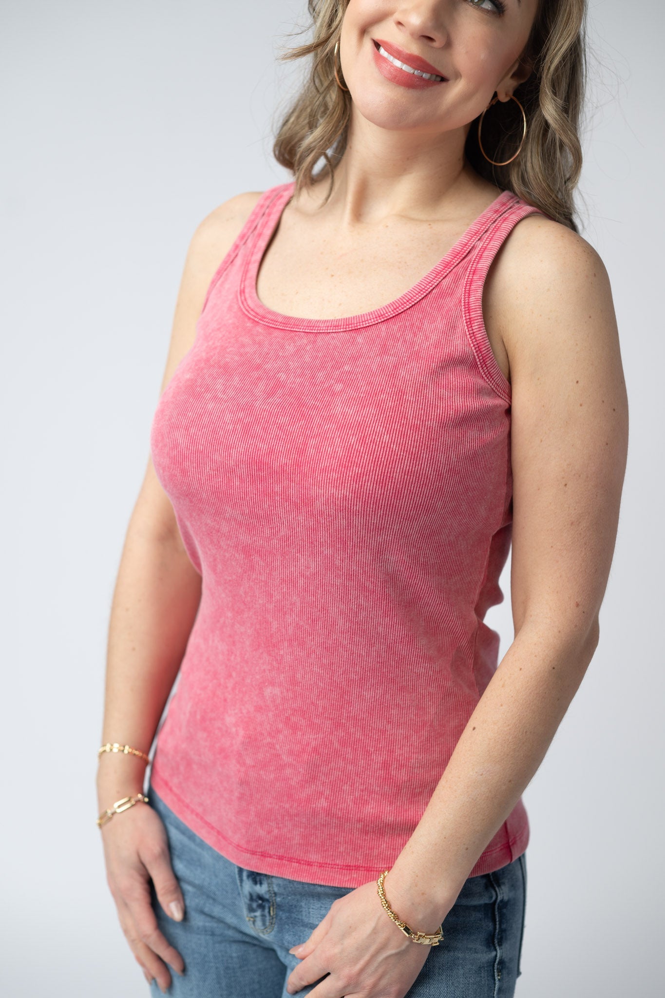 Michelle Mae Audrey Vintage Wash Tank - Red