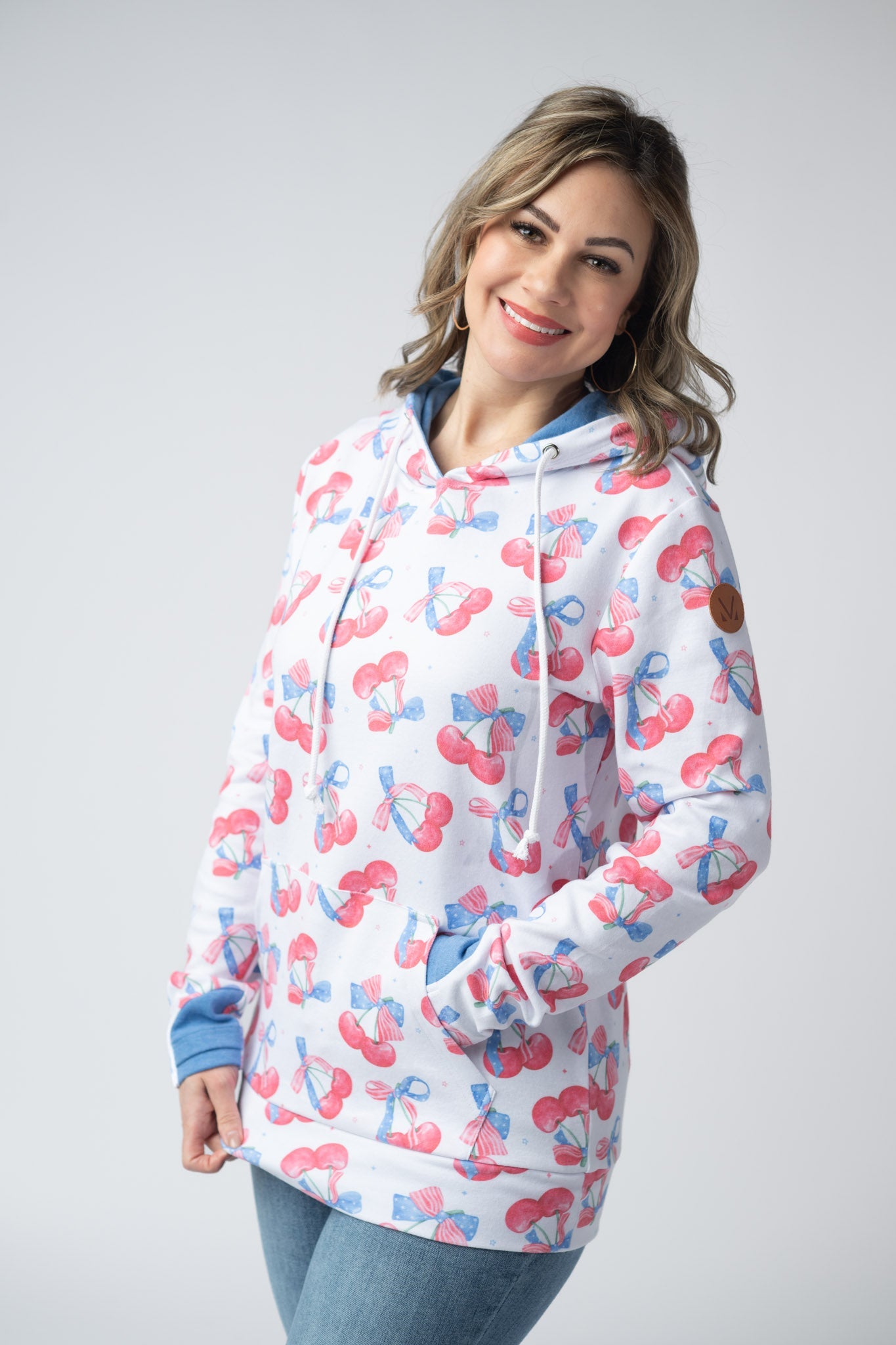 Michelle Mae Hailey Pullover Hoodie - Patriotic Cherries