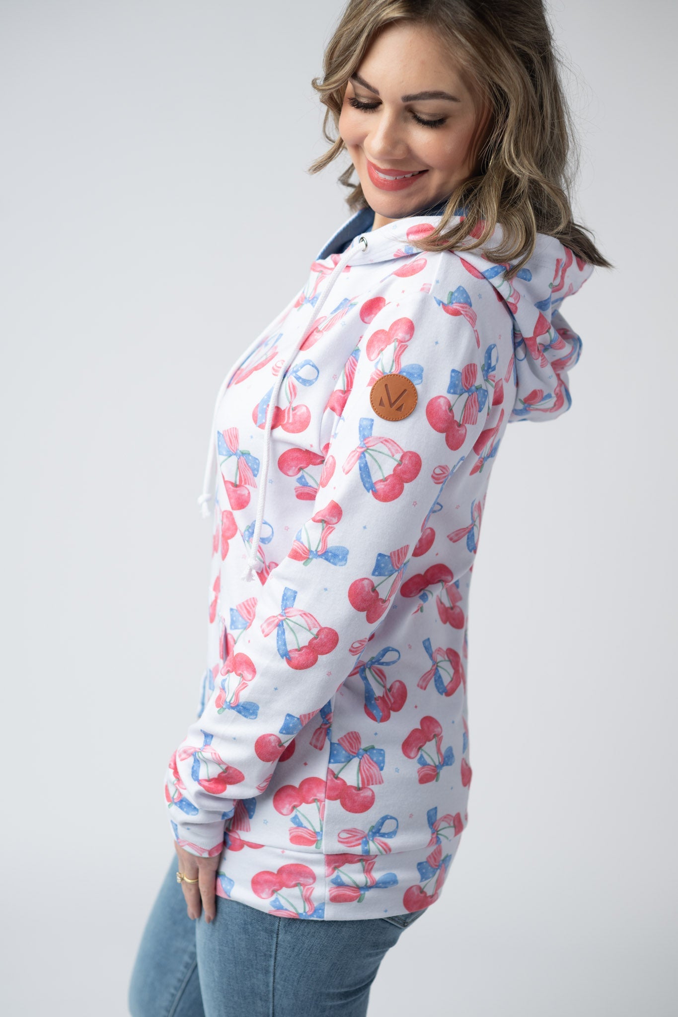 Michelle Mae Hailey Pullover Hoodie - Patriotic Cherries