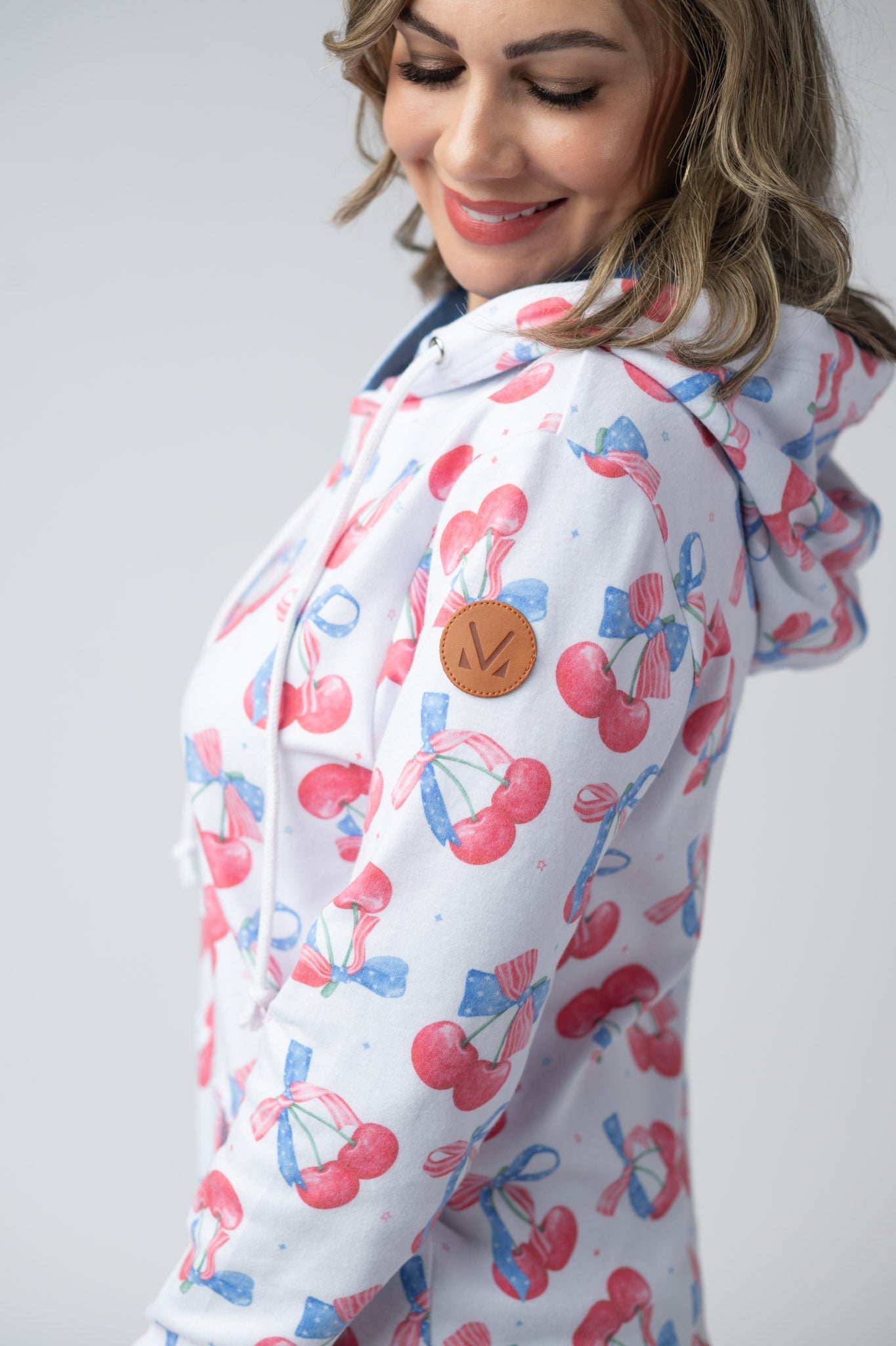 Michelle Mae Hailey Pullover Hoodie - Patriotic Cherries