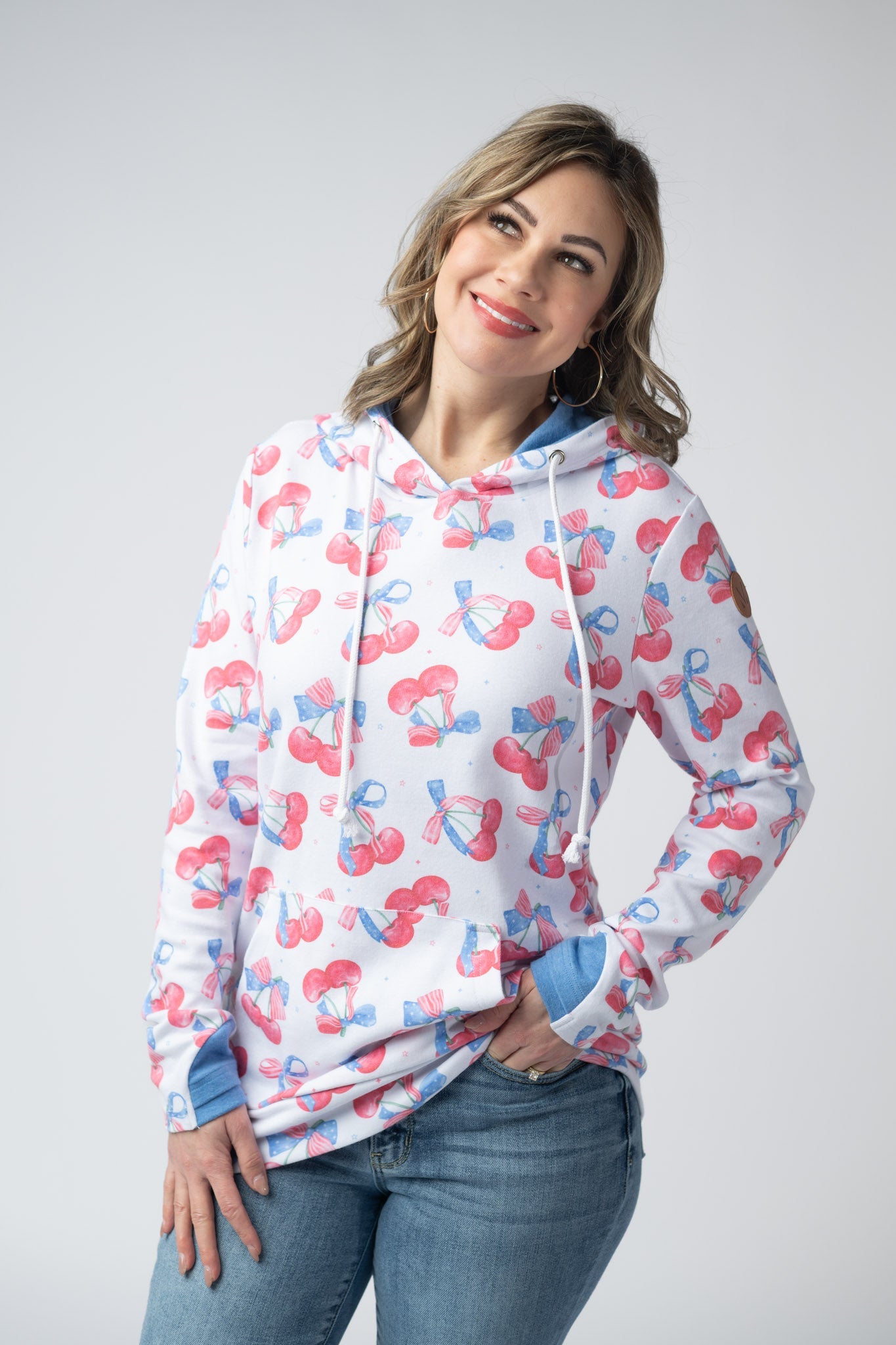 Michelle Mae Hailey Pullover Hoodie - Patriotic Cherries