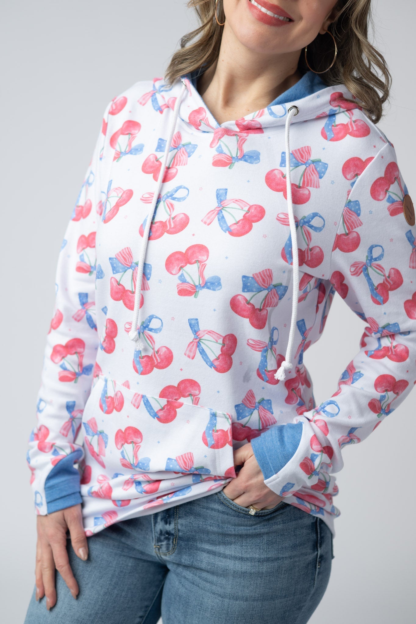 Michelle Mae Hailey Pullover Hoodie - Patriotic Cherries