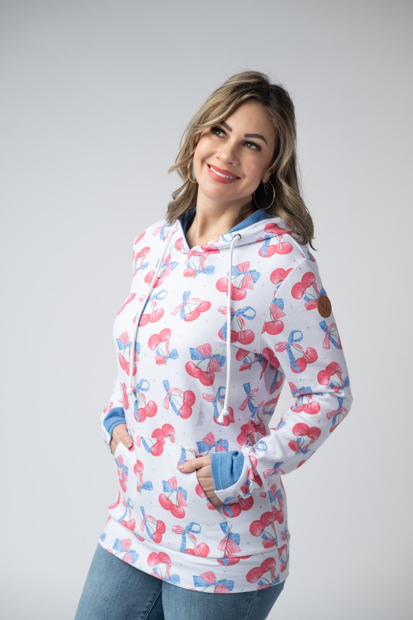 Michelle Mae Hailey Pullover Hoodie - Patriotic Cherries