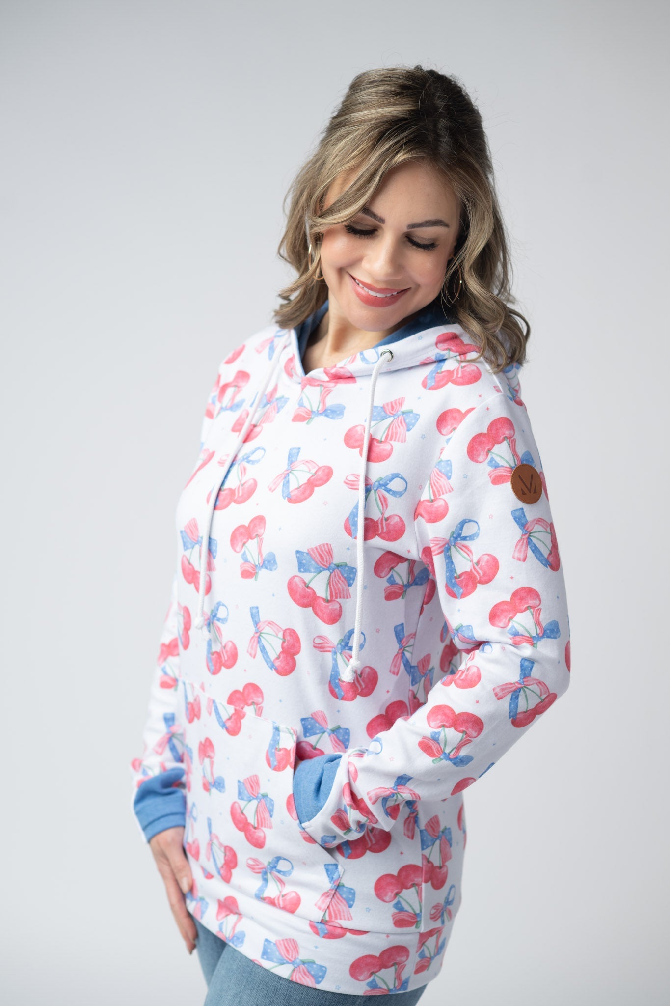 Michelle Mae Hailey Pullover Hoodie - Patriotic Cherries
