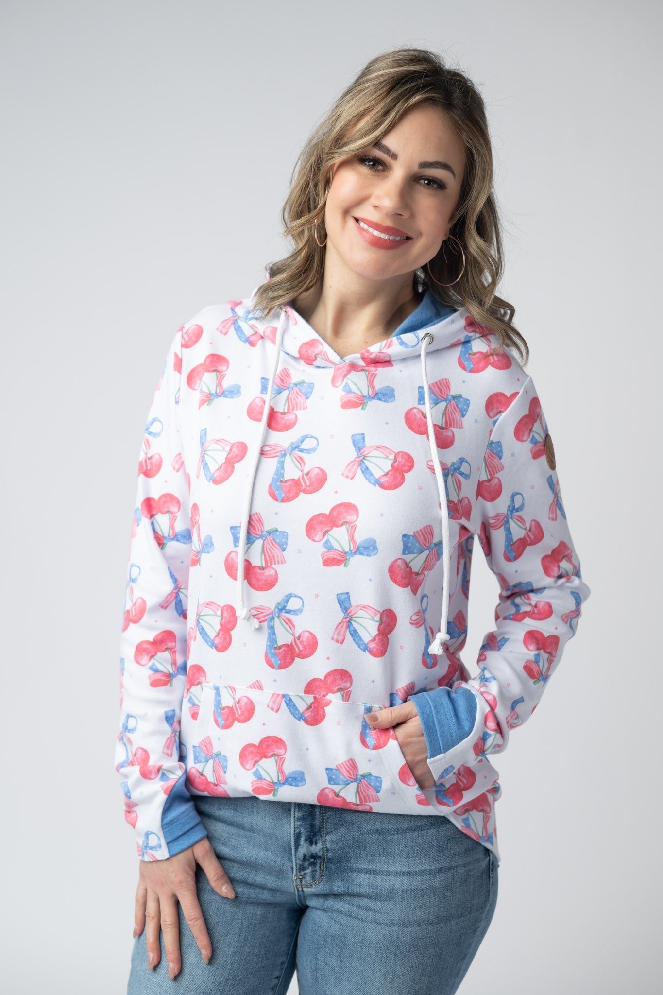 Michelle Mae Hailey Pullover Hoodie - Patriotic Cherries