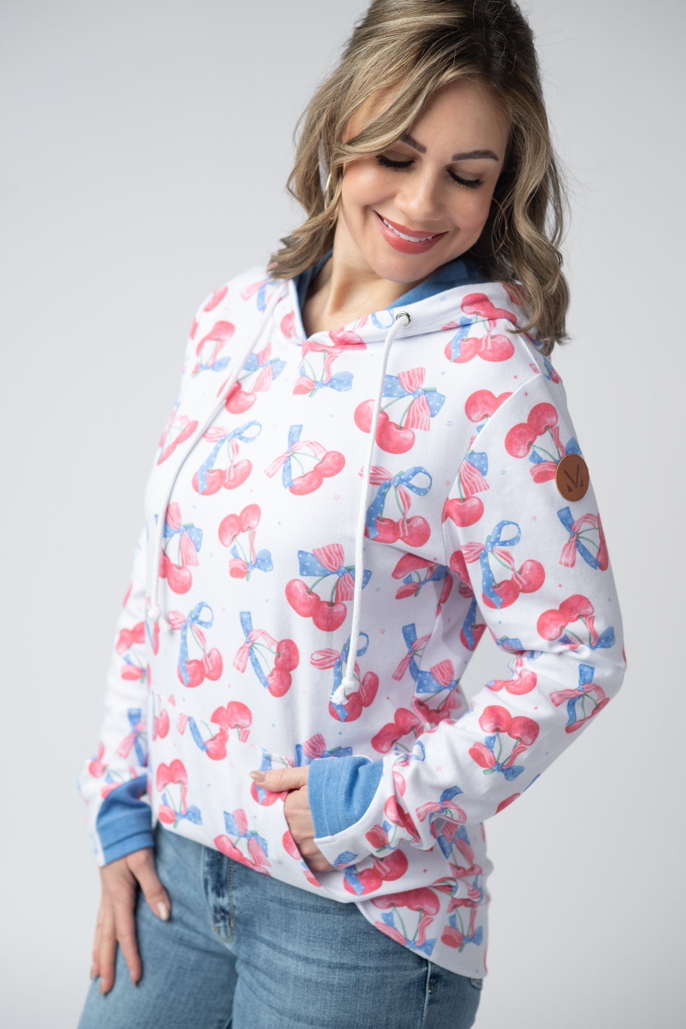Michelle Mae Hailey Pullover Hoodie - Patriotic Cherries