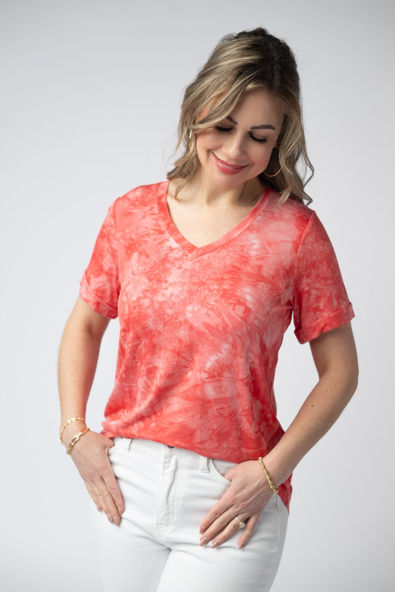 Michelle Mae Sophie Top - Red Tie Dye