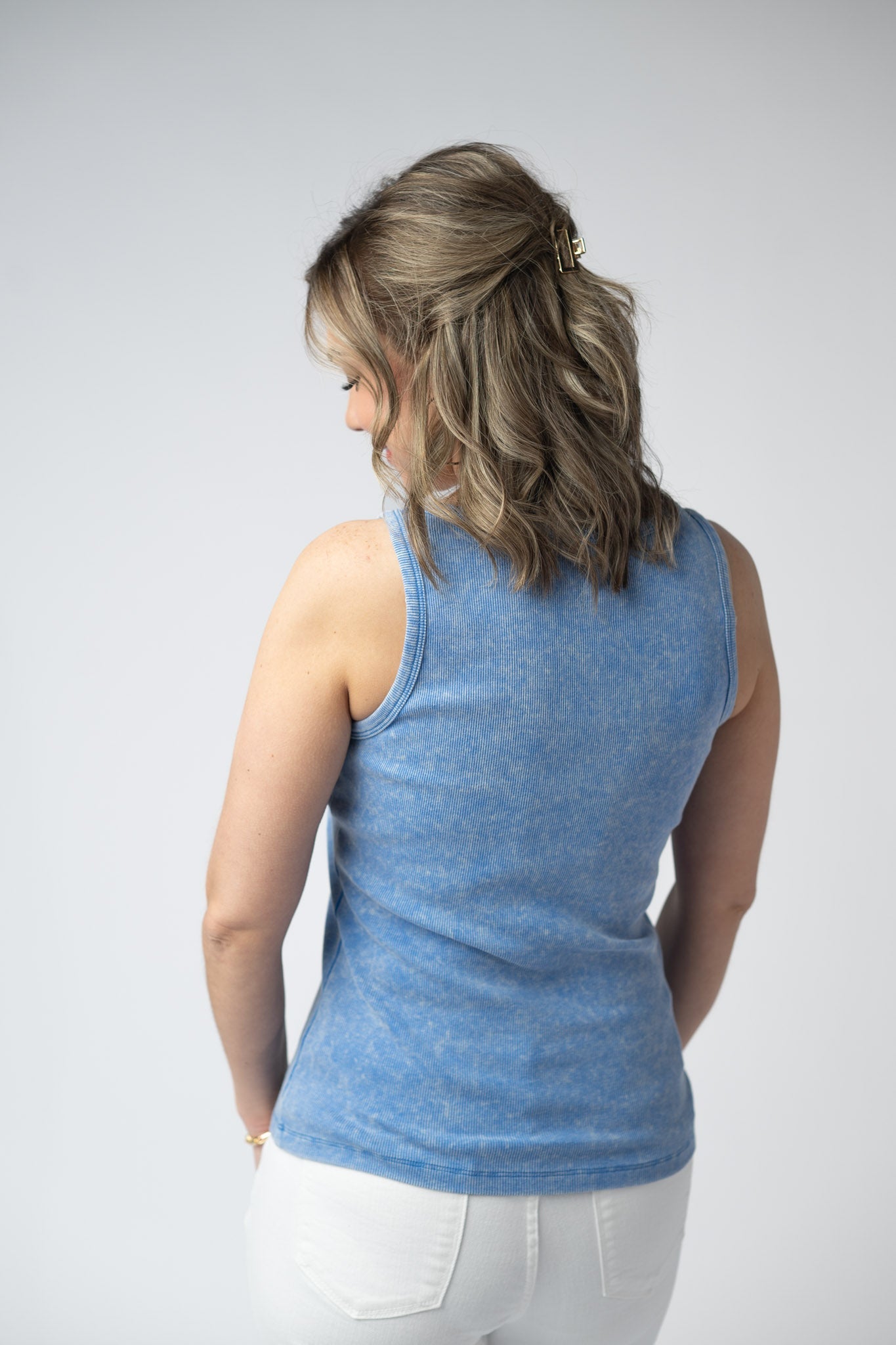 Michelle Mae Audrey Vintage Wash Tank - Blue