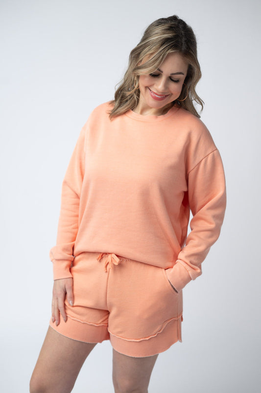 Michelle Mae Vintage Wash Pullover - Spring Peach