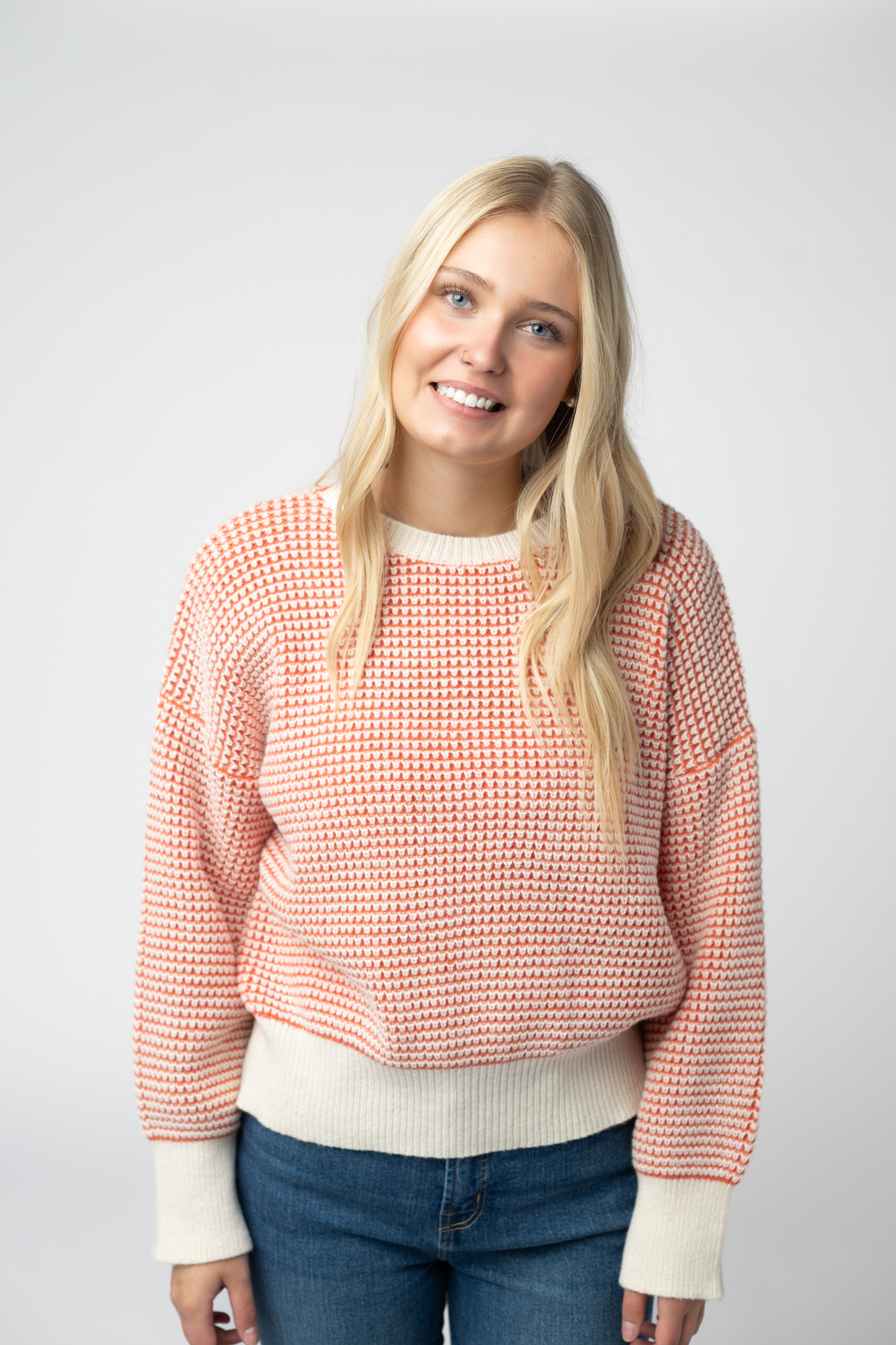 Michelle Mae Charlotte Sweater - Orange and Ivory