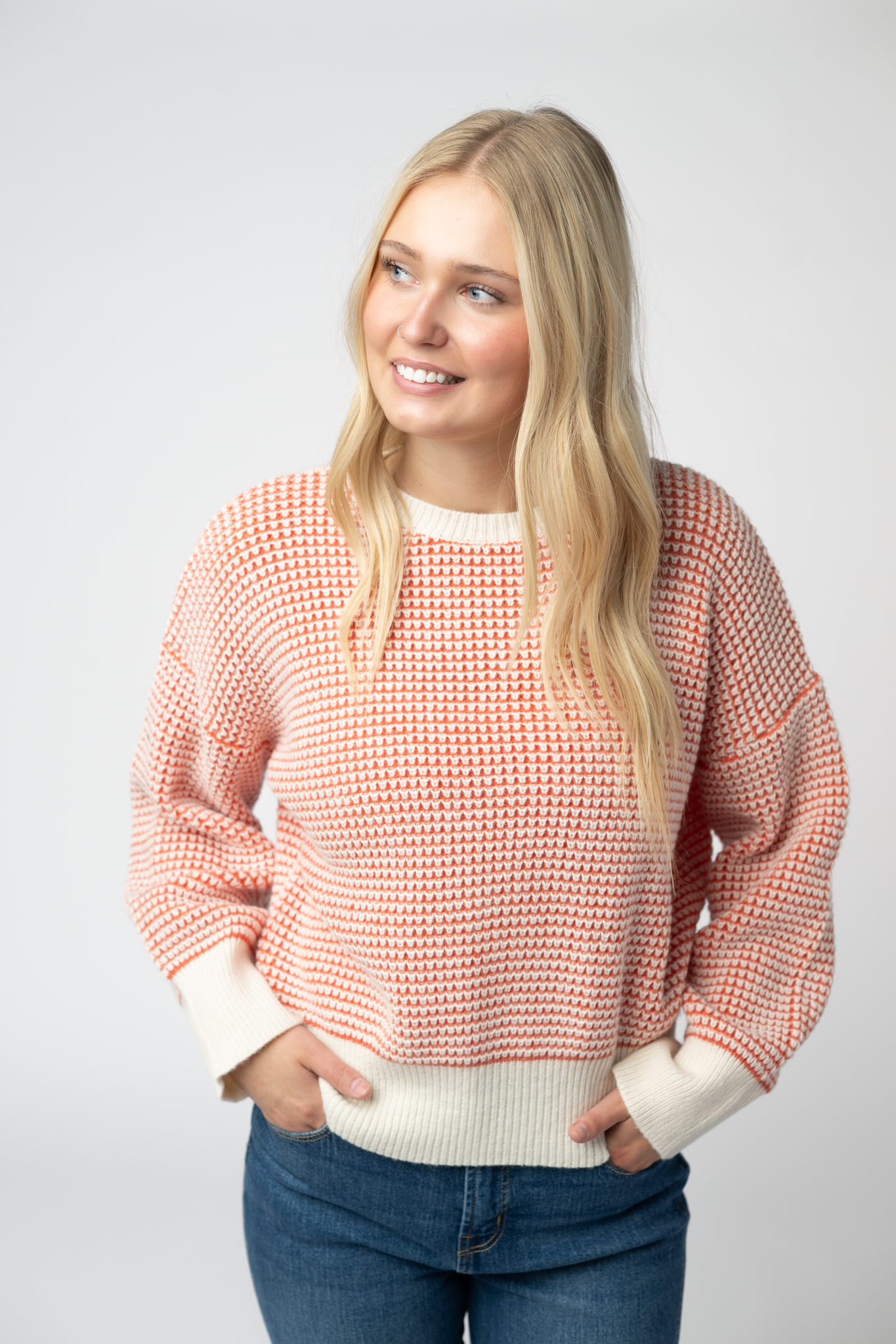 Michelle Mae Charlotte Sweater - Orange and Ivory