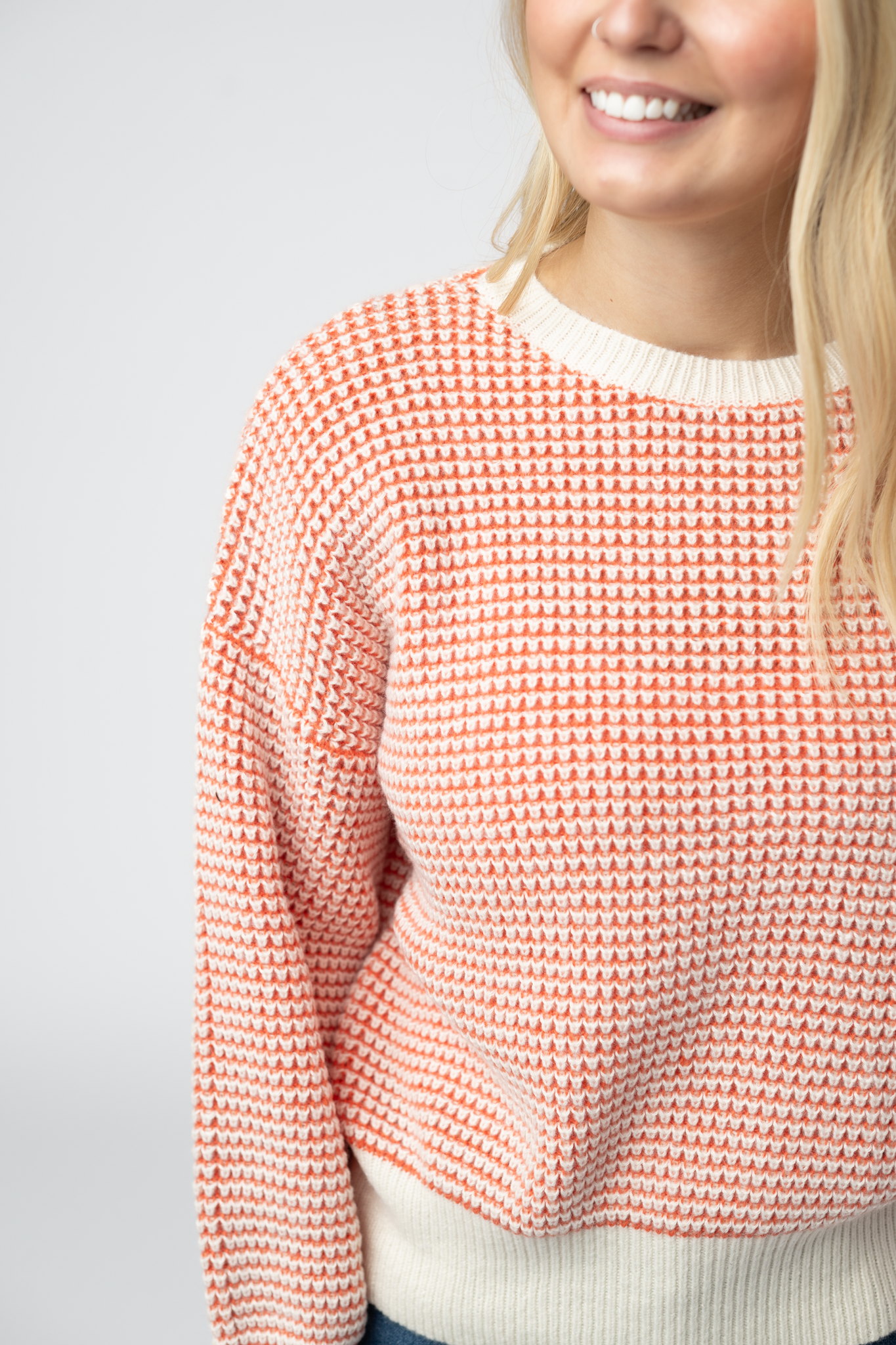 Michelle Mae Charlotte Sweater - Orange and Ivory