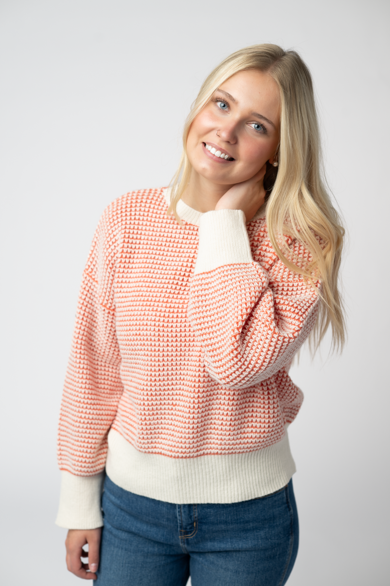 Michelle Mae Charlotte Sweater - Orange and Ivory