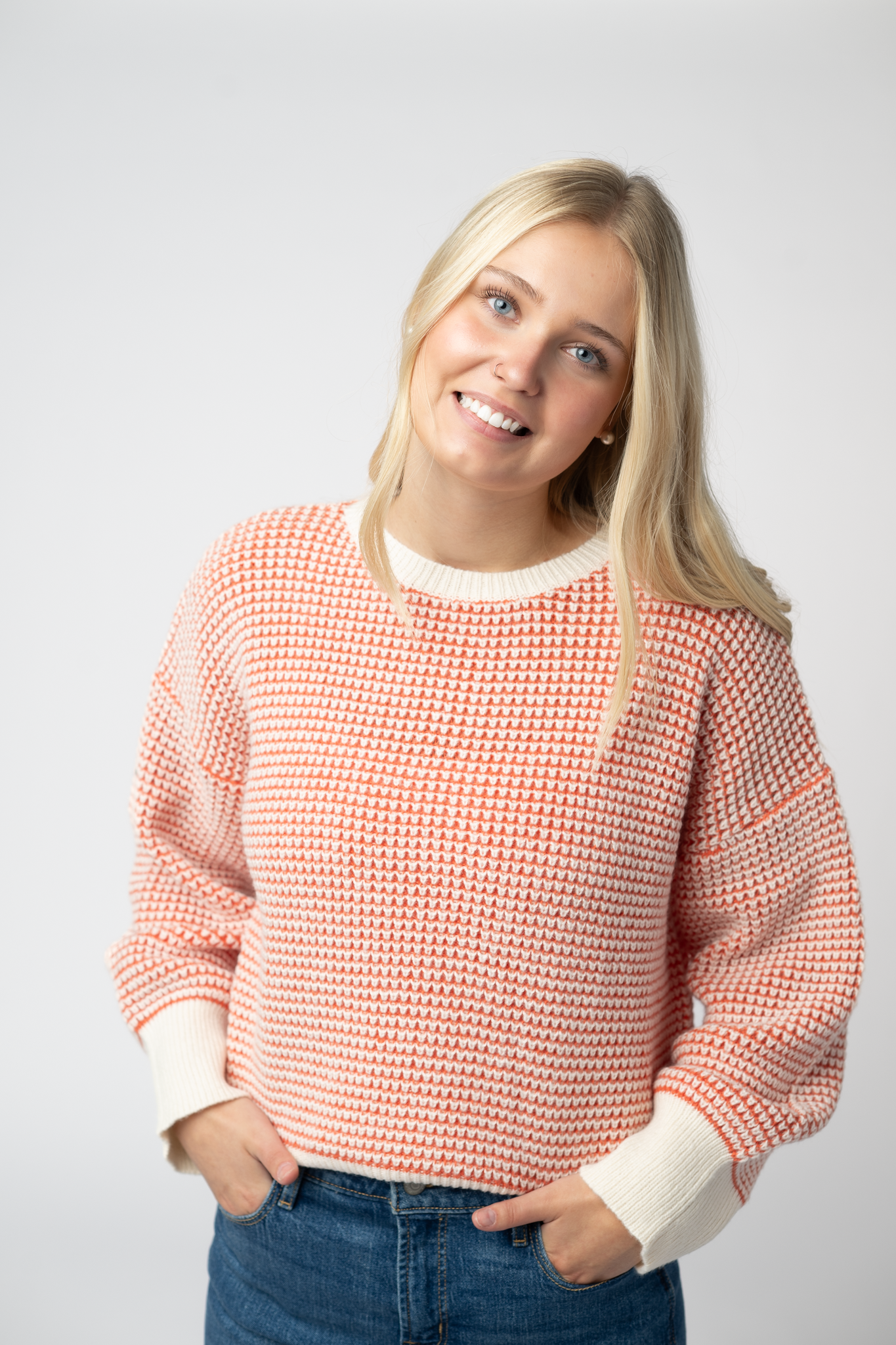 Michelle Mae Charlotte Sweater - Orange and Ivory
