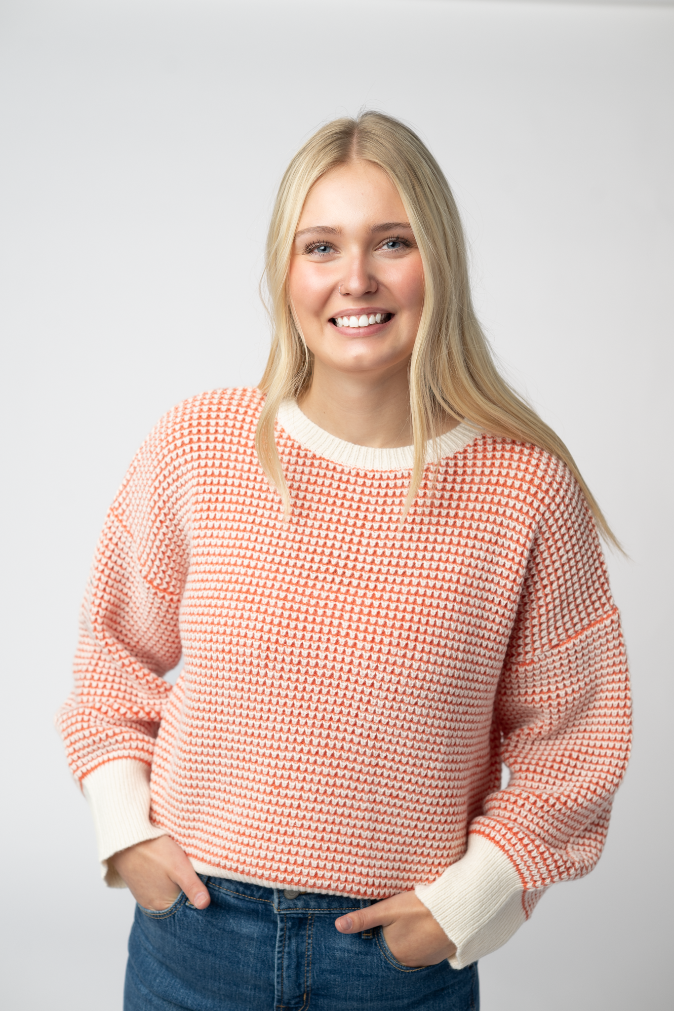 Michelle Mae Charlotte Sweater - Orange and Ivory