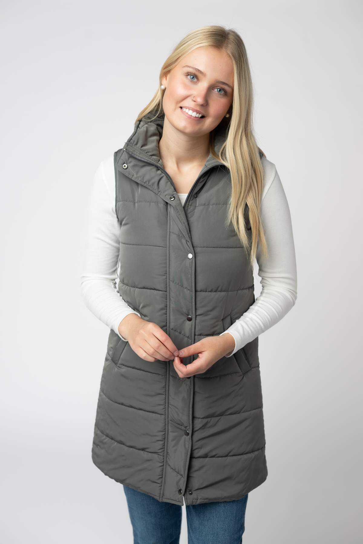 Michelle Mae Harlow Long Vest - Grey