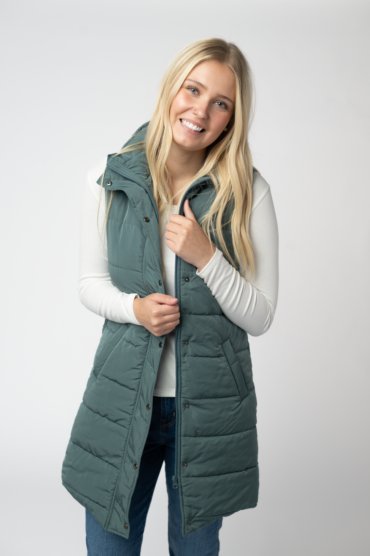 Michelle Mae Harlow Long Vest - Teal