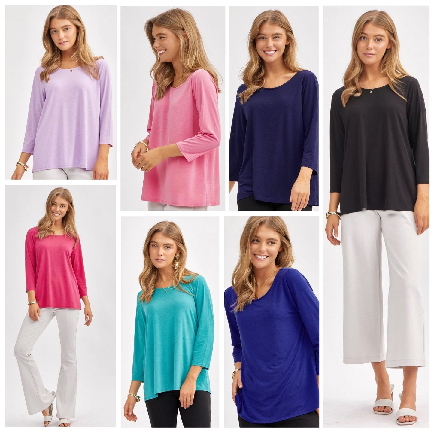 Dear Scarlett Signature Classic Round Neck Top in 7 Solid Colors