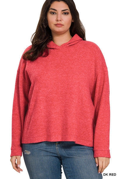 Doorbuster: Hooded Melange Brushed Hacci Sweater in 3 colors