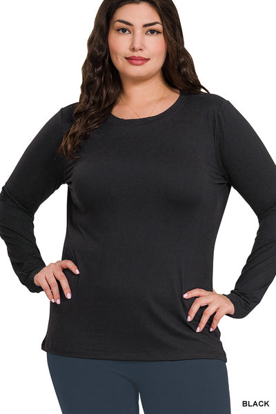 Always Freezing Brushed Microfiber Long Sleeve Tee in Black