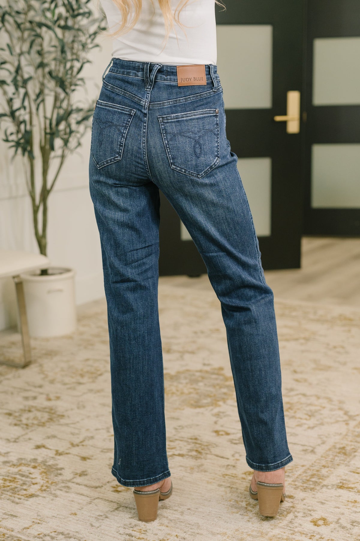 Emmy High Waist Tummy Control Boy Bootcut Jean with Welt Pockets