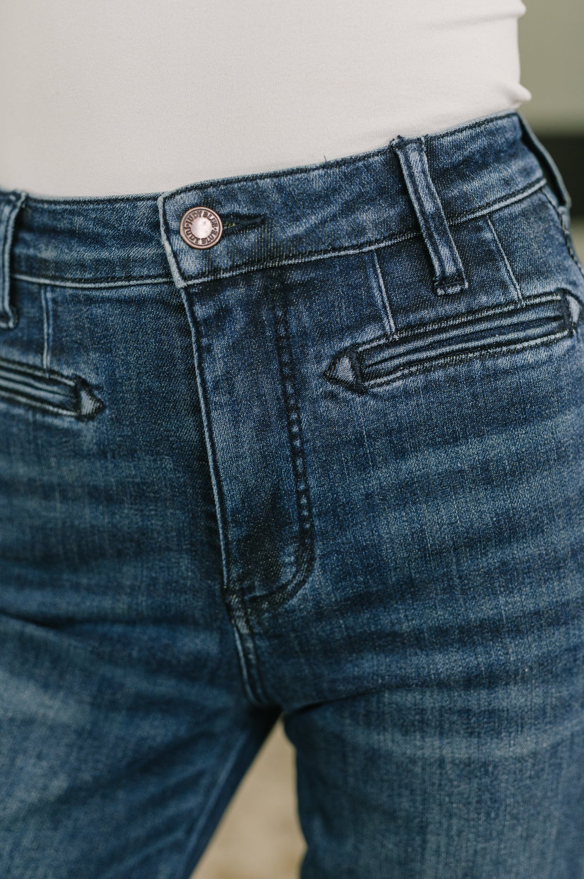 Emmy High Waist Tummy Control Boy Bootcut Jean with Welt Pockets