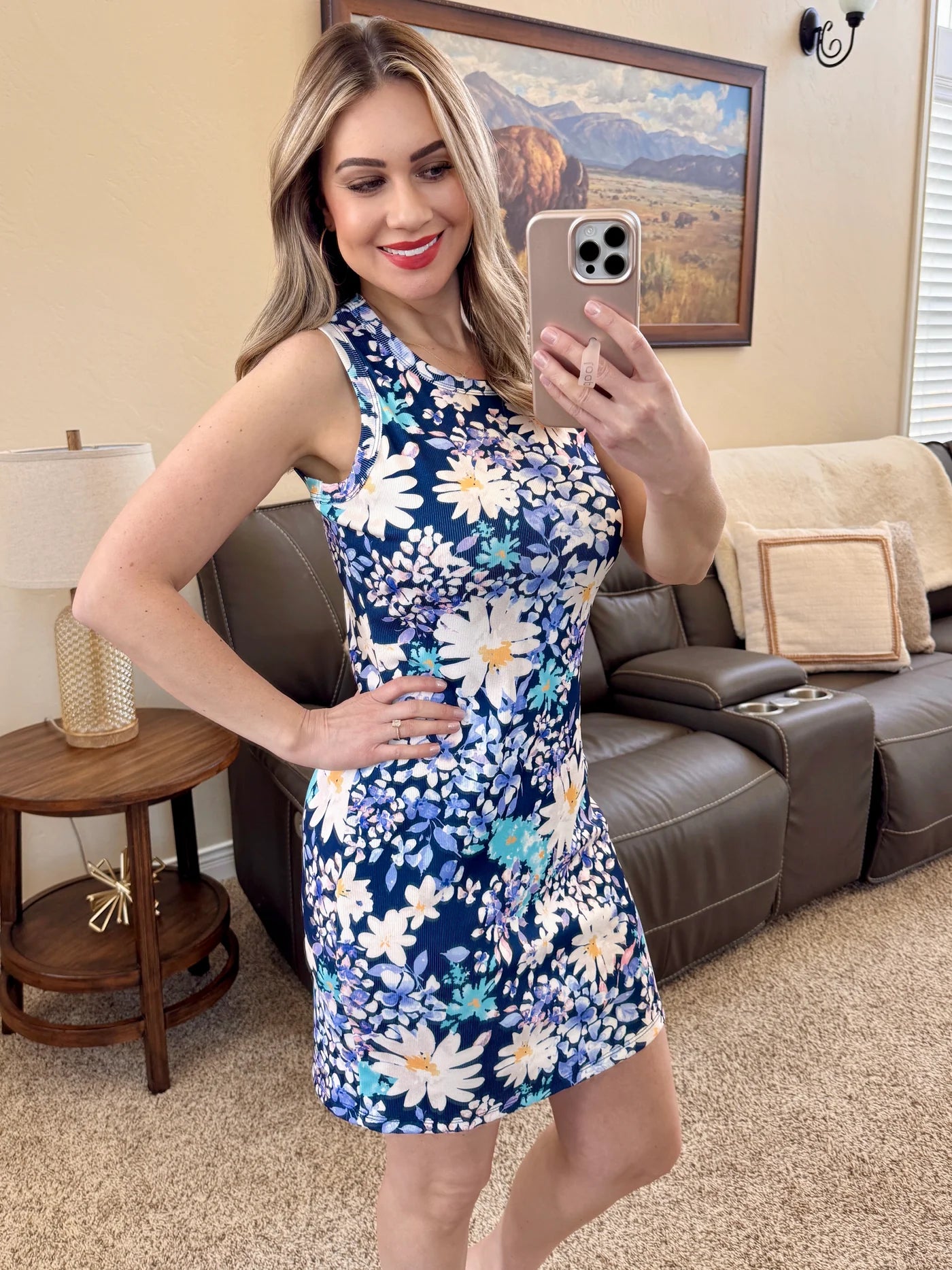 Michelle Mae  Mariah Ribbed Dress - Daisy Blues