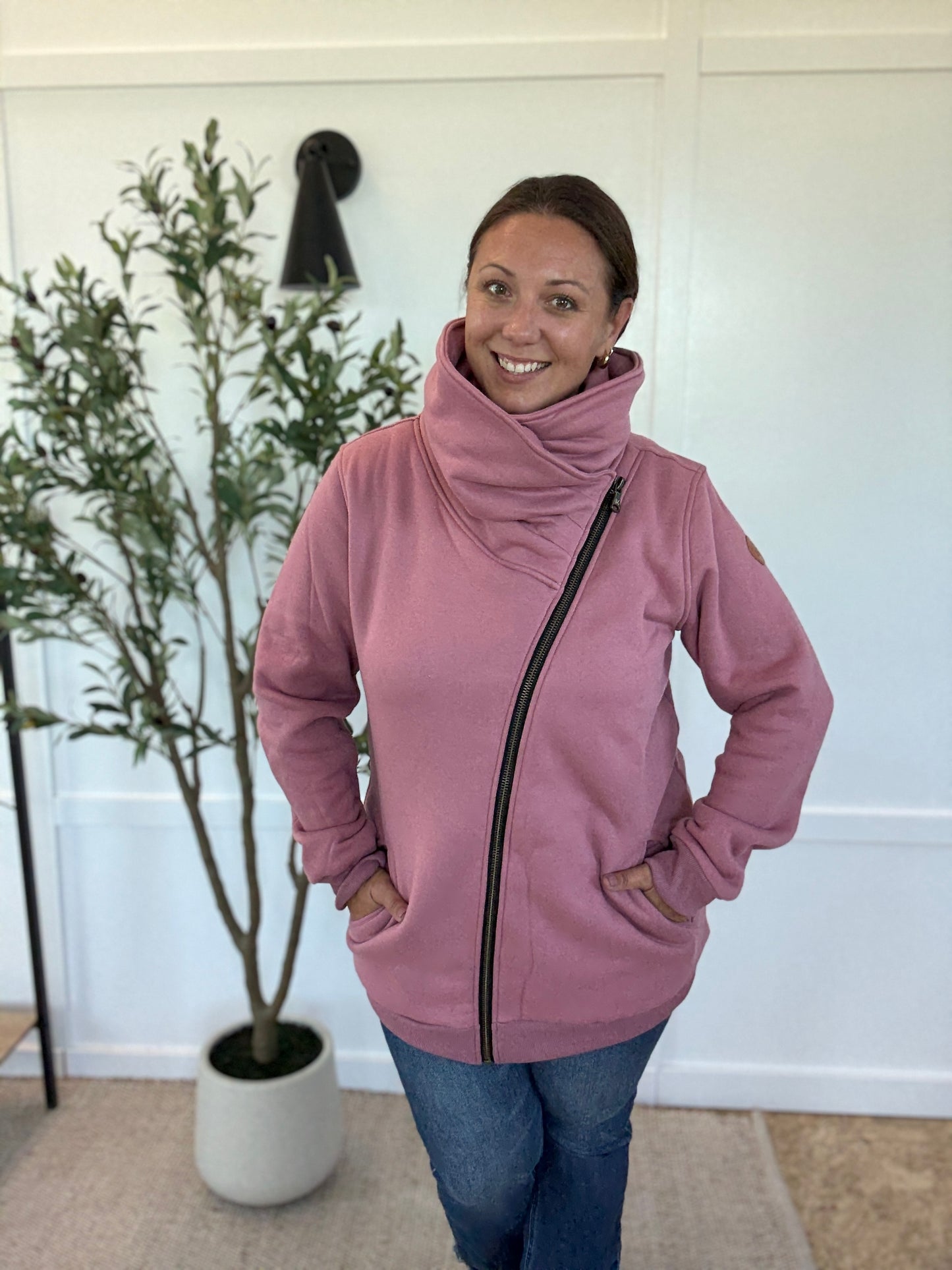 Michelle Mae Quinn ZipUp Cowl - Mulberry