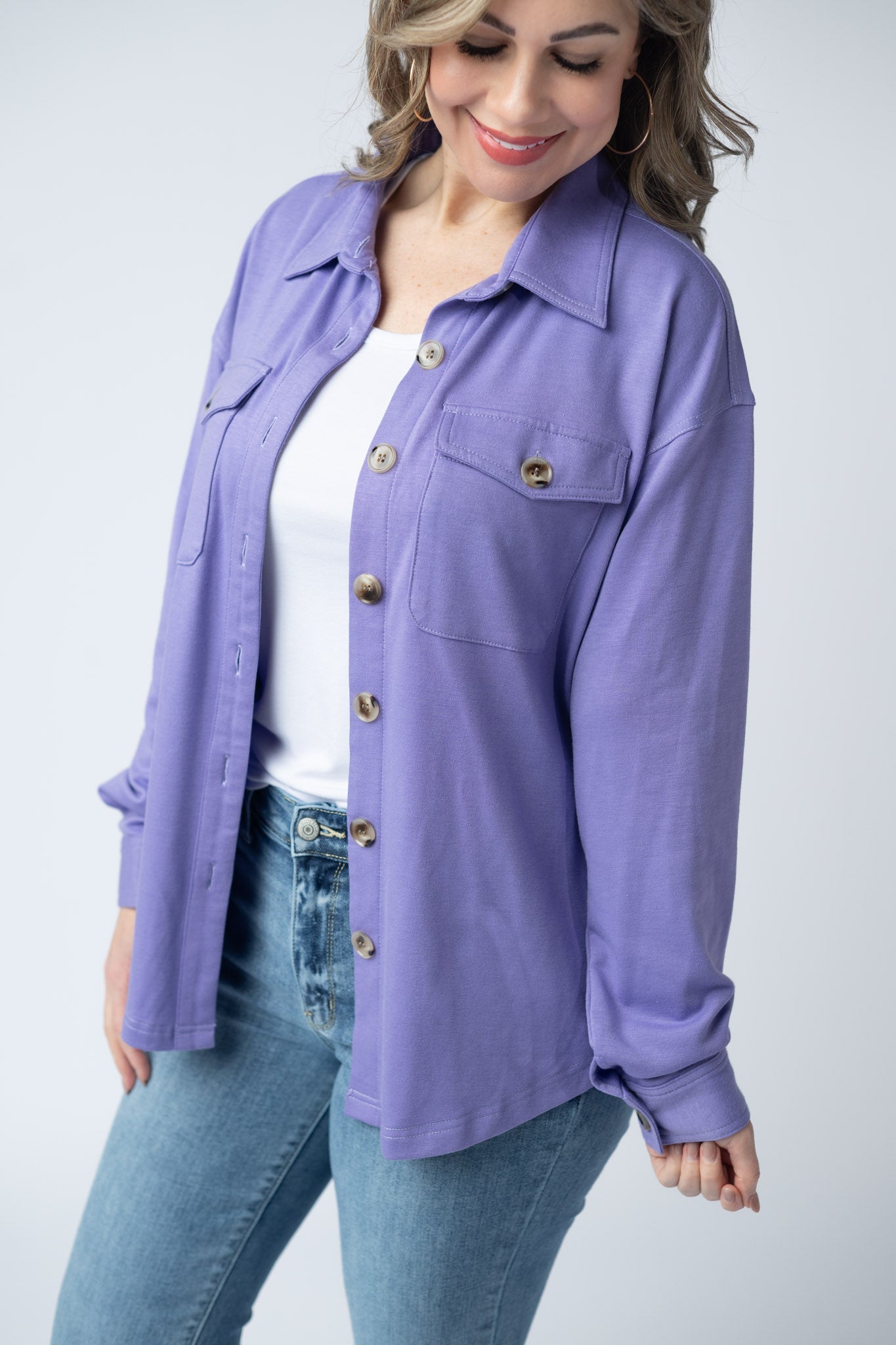 Michelle Mae  Brenna Button Down Top - Purple
