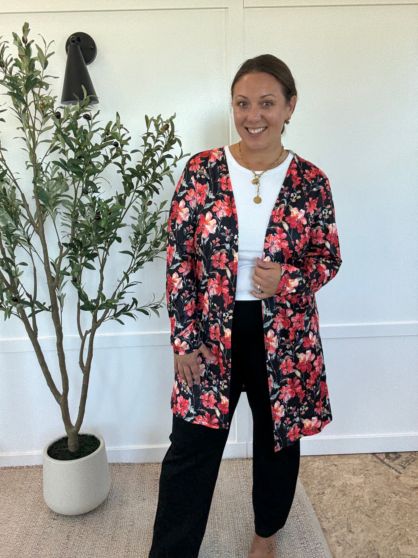 Michelle Mae Classic Cardigan - Sunset Floral