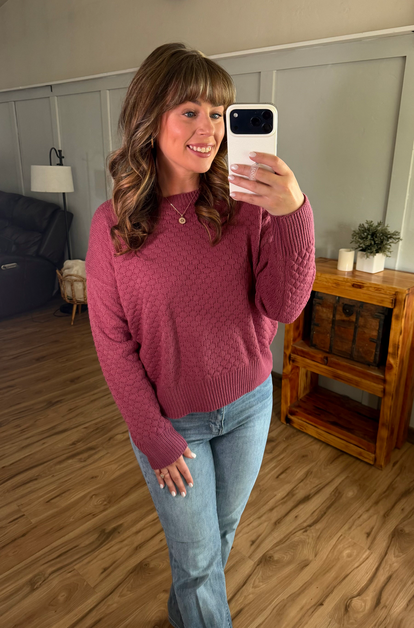 Michelle Mae Gianna Pullover Sweater - Raspberry