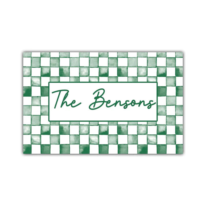 Preorder: Personalized Watercolor Check Print Door Mat (5 Colors)