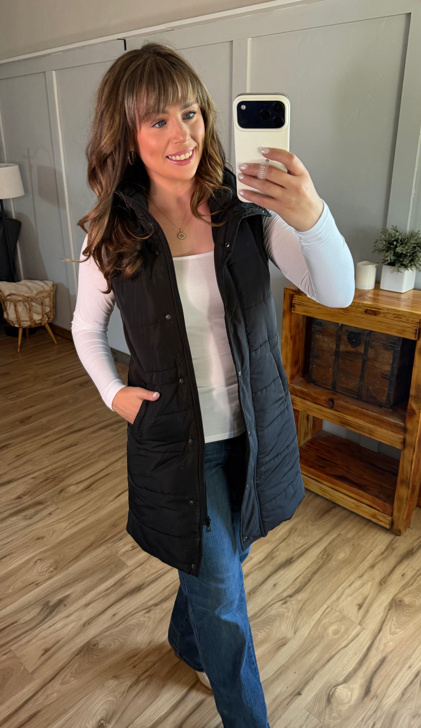 Michelle Mae Harlow Long Vest - Black